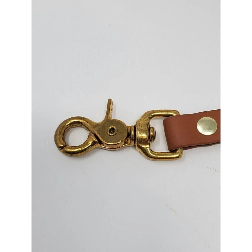 OLIVER & ASH DESIGNS CUSTOM DOG LEASH DARK GREEN & COGNAC BROWN BRASS HARDWARE